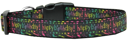 Happy Birthday Nylon Dog Collar Medium